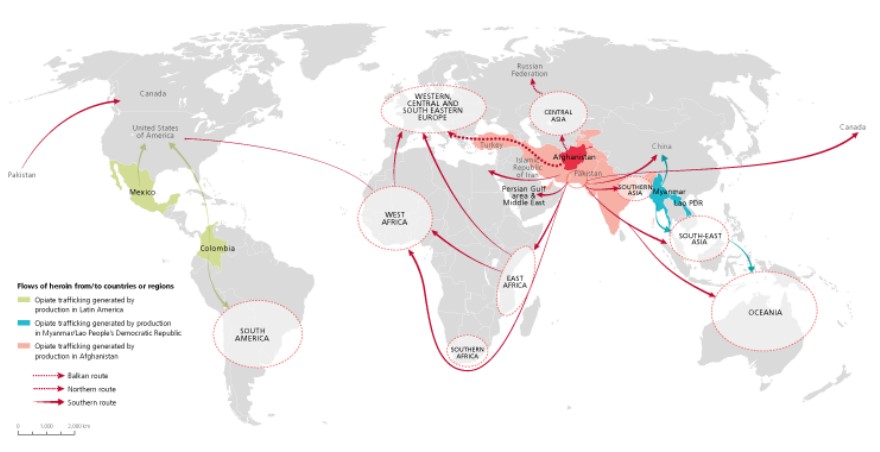 Figure 1: Afghani Opium and its products Routes